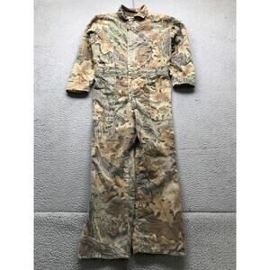 Vintage Walls Blizzard Pruf Quilted Hunting Coveralls Pants Boys 14 Green Tan